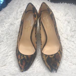 Jessica Simpson Velvet Leopard print Heels